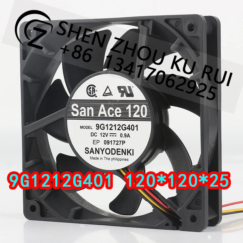 

Sanyo 12V 0.9A 12025 12CM axial flow double ball bearing Large air volume 9G1212G401 cooling fan