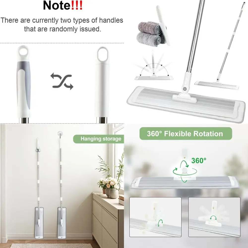 

18 Microfiber Mop System for Hardwood & Tile Floors - Wet/Dry Cleaner with 4 Washable Pads and Extendable Handle