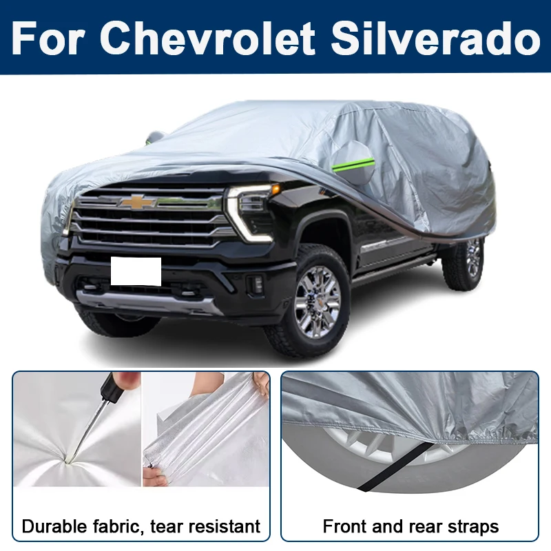 

Outdoor Full Car Cover For Chevrolet Silverado with Reflective Strips Waterproof Snowproof Dustproof UV Protection Auto Parts