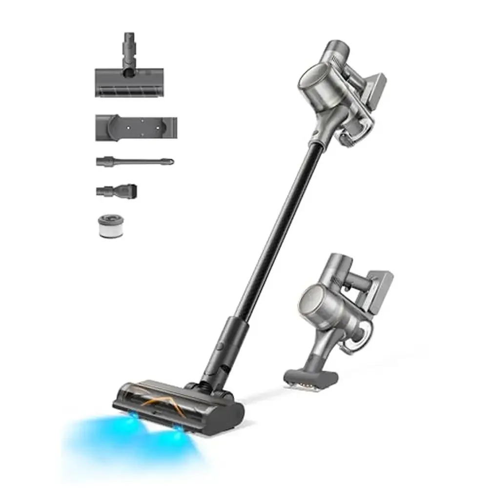 เครื่องดูดฝุ่นไร้สายหัวแปรงคู่บ้านที่มีประสิทธิภาพแบบชาร์จไฟได้สมาร์ทสติ๊กเครื่องดูดฝุ่นแบบใช้มือถือ 90 นาทีรันไทม์อัจฉริยะ