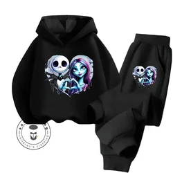 2024 The Nightmare Before Christmas Comfy Chic Solid Color Spring Autumn Set for Kids Trendy Design Airy Comfort Sweatshirt Suit