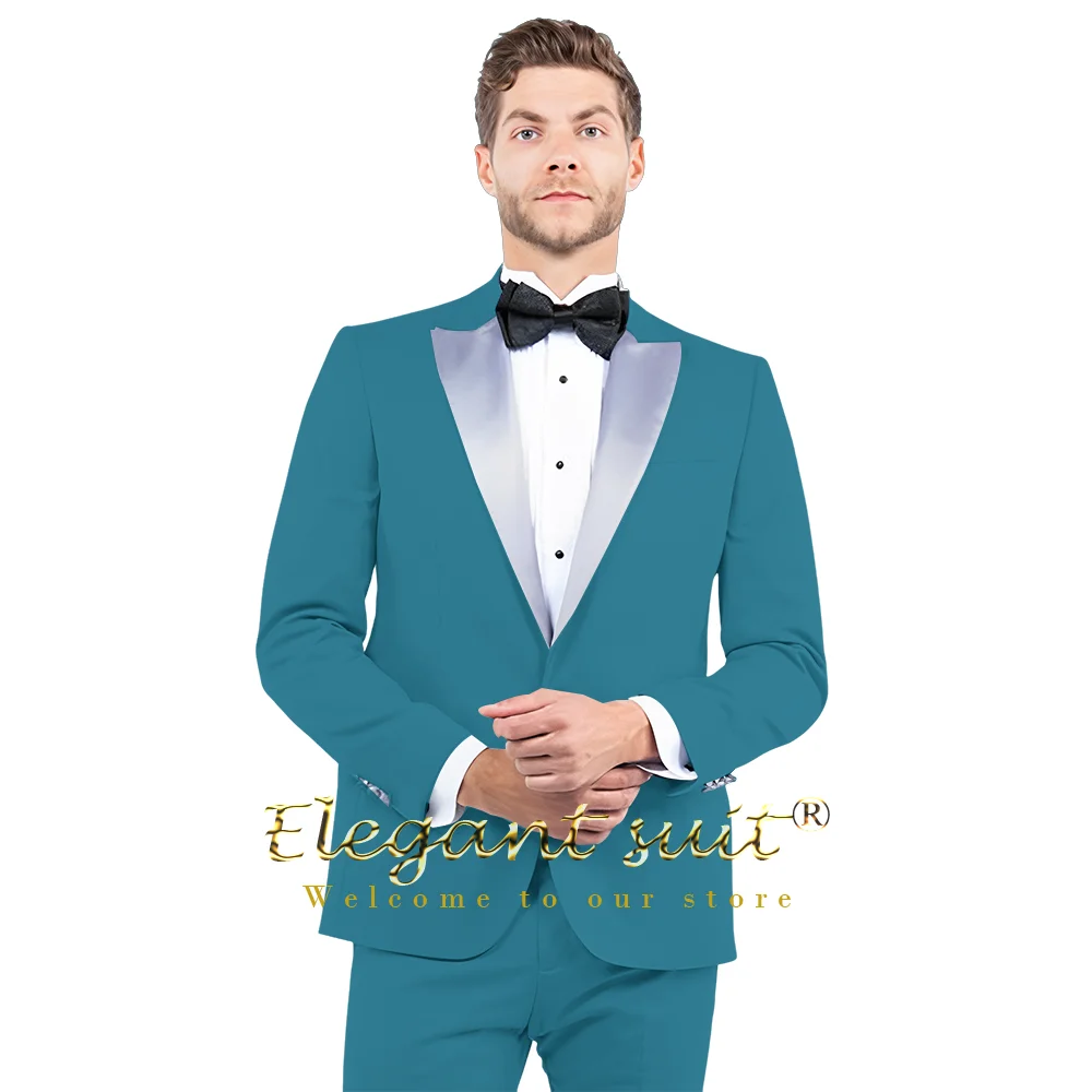 Men's fashion suit 2-piece suit (jacket + trousers) men's black shawl collar single button suit custom wedding banquet suit