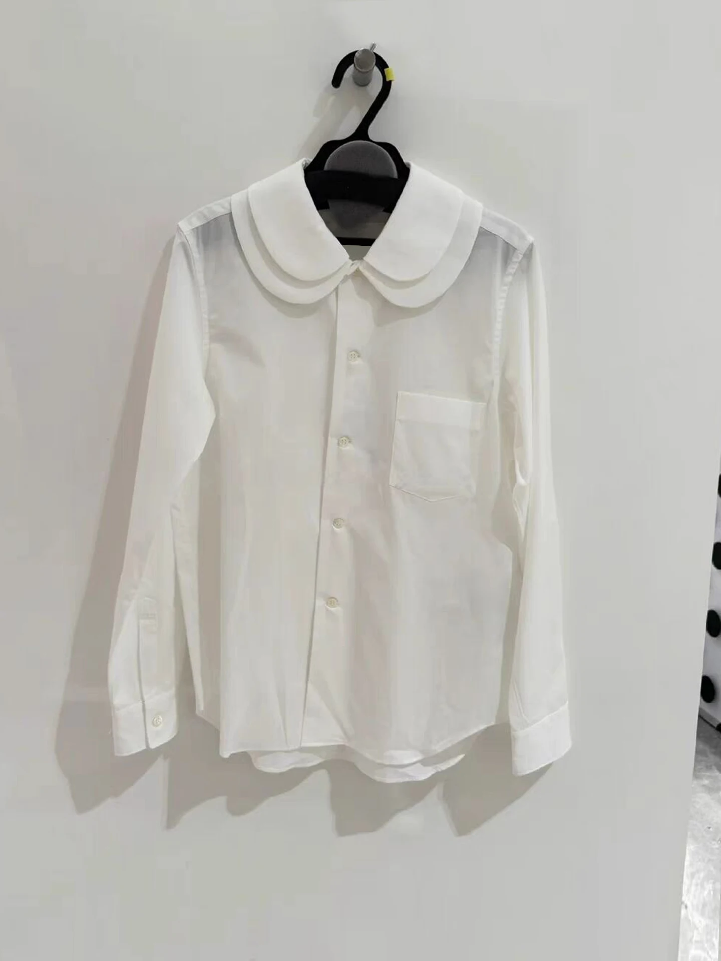 

2025 spring and summer new double-layer doll collar shirt long-sleeved age reduction cardigan blouse woman