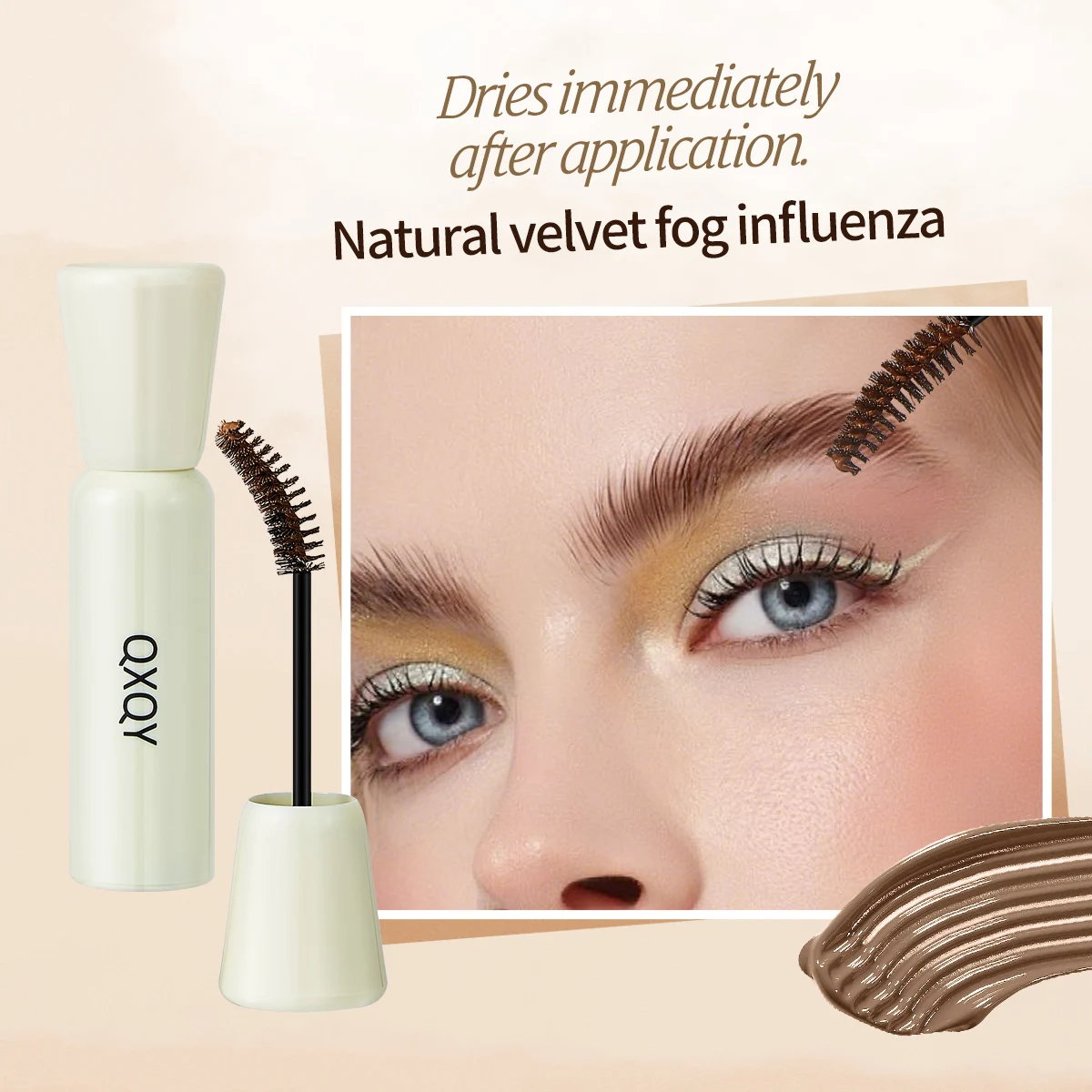 El tinte para cejas QXQY marrón claro, marrón oscuro, marrón rosa es adecuado para varios tonos de piel para colorear brillo, tinte natural para cejas