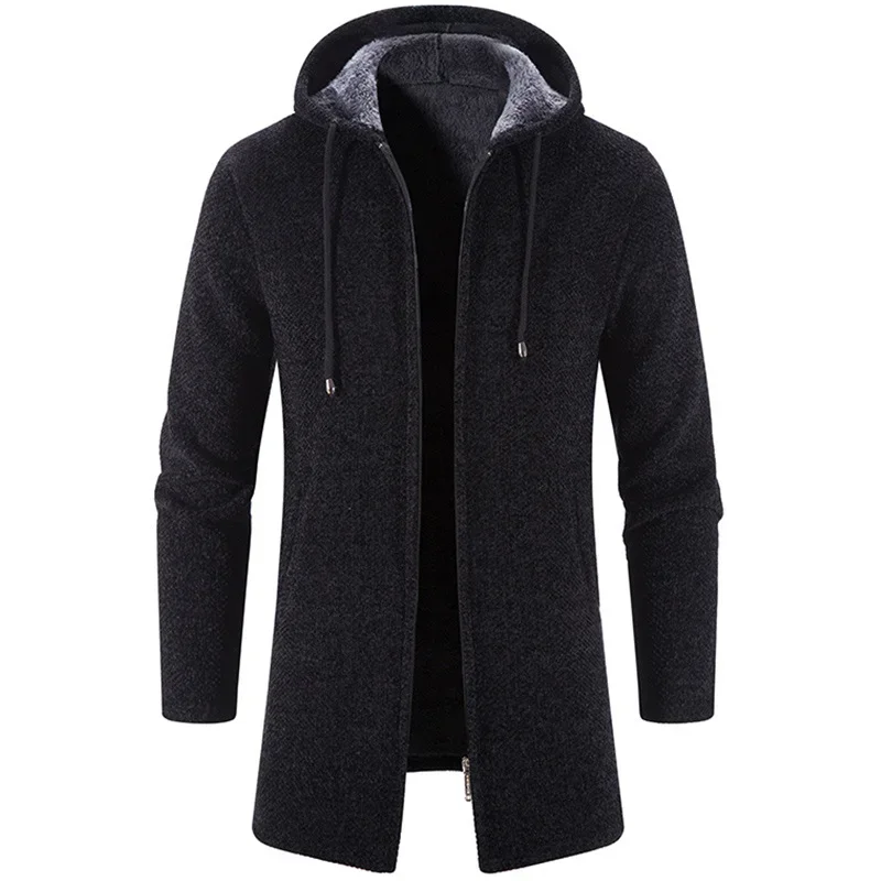 Erkek Kazak Ceket Sonbahar Kış Yeni Sıcak Sıcak Fermuar Orta Uzun Hırka Kazak Adam Rahat Triko Sweatercoat erkek giysileri