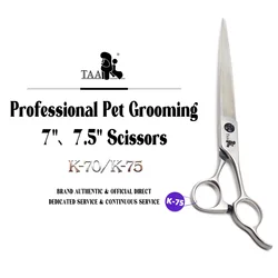 TAA Dog Scissors Professional Pet Grooming Shears 440C Alloy Steel Handmade Scissors for Dog 7/7.5 Inch Straight Shear K-70/K-75