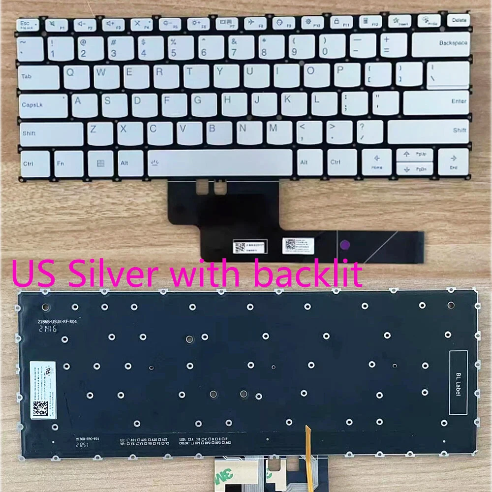 

Клавиатура для Lenovo Yoga Slim 7 Carbon 13IAP7 с подсветкой, серебристая раскладка США