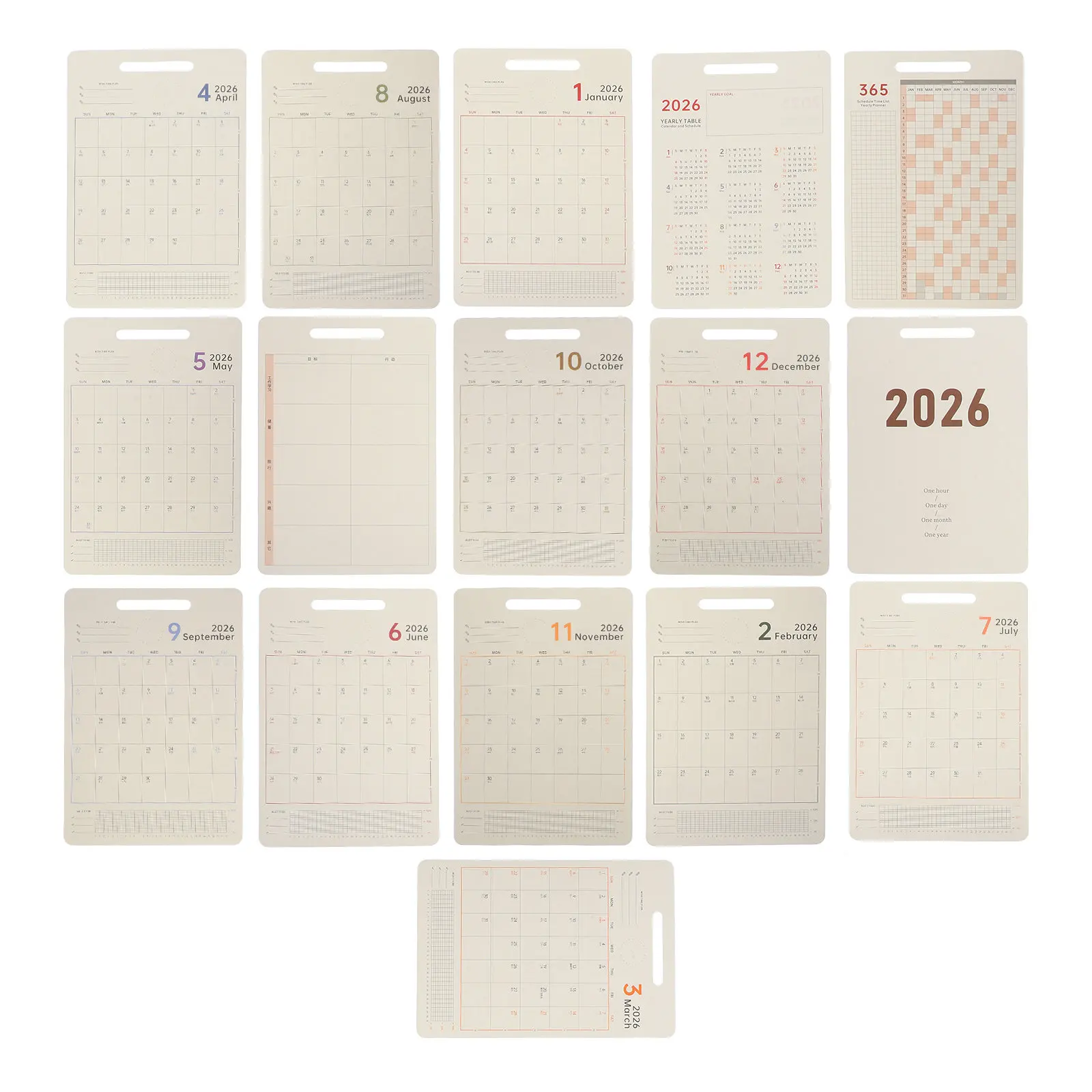 1Set 2026 Daily Desktop Calendar Refill Large Grid Planner Inserts Aesthetic Office Desk Accessories for Work Study Personal
