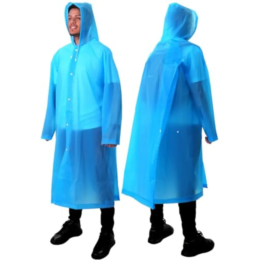 ANYOO 2-Pack Rain Ponchos for Adults Reusable Raincoats with Hooded and Drawstring Emergency for Men Women