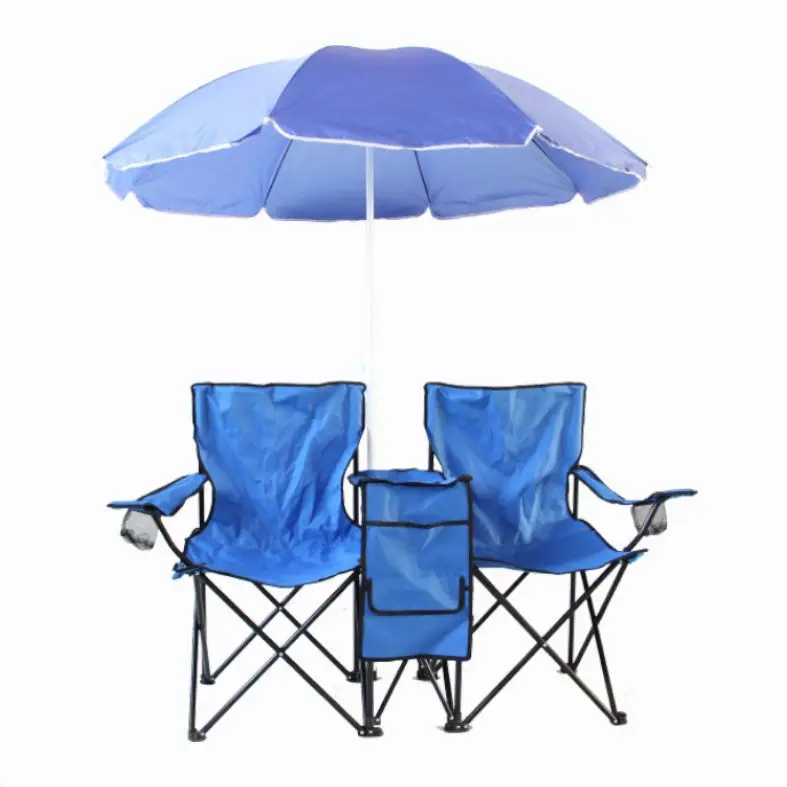 

Outdoor Folding Chair Double Camping Chair with 600D Oxford Fabric Beach Chair for Fishing Backrest with Cooler Bag