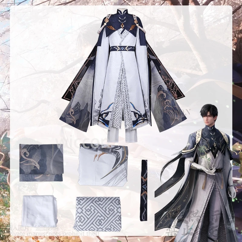 لعبة الحب والمساحة العميقة تأثيري زين أنيمي زي سر القدر زي الأنماط الصينية موحدة معطف طويل الباروكات دعوى مخصصة