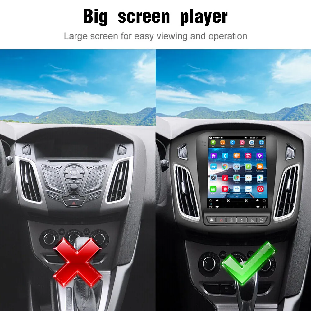 

Для Ford Focus Android 13 2012-2018 гг., автомобильное радио 2 + 32G, встроенное для Carplay + Android, автоматический компас, 9,7-дюймовый вертикальный экран с камерой