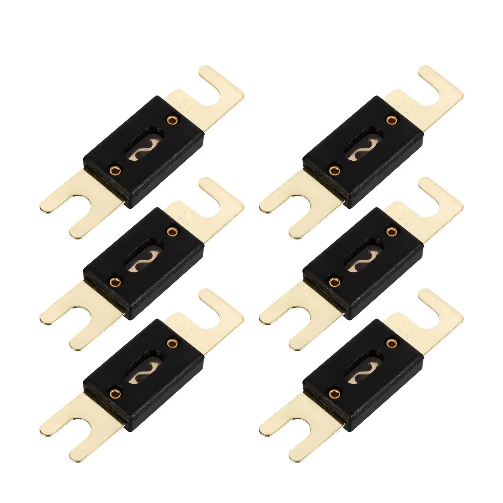 6Pcs Gold Plated Inline Fuse Car Audio Video System Protection 32V Circuit Vehicle Amplifier Speaker Accessory