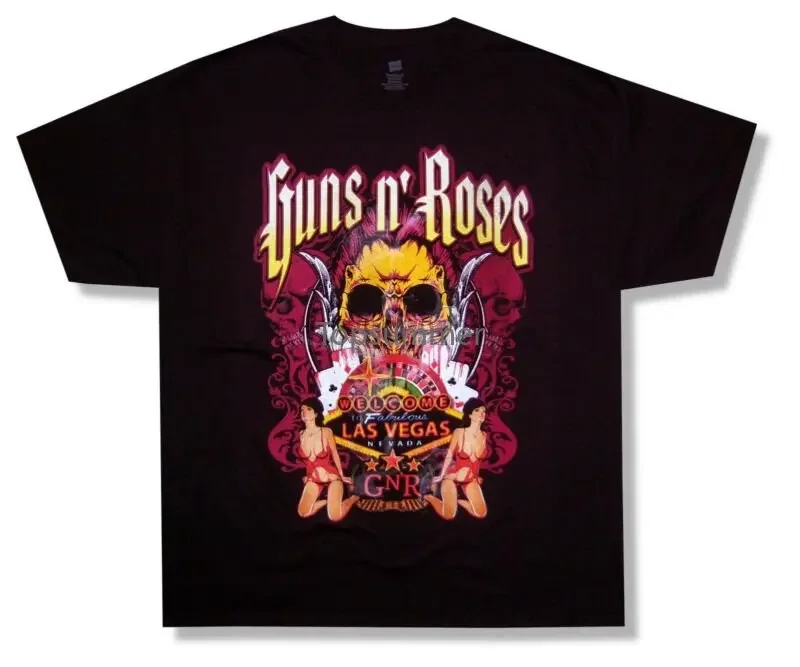 Черная футболка Guns N Roses Sin City Skull Las Vegas для взрослых