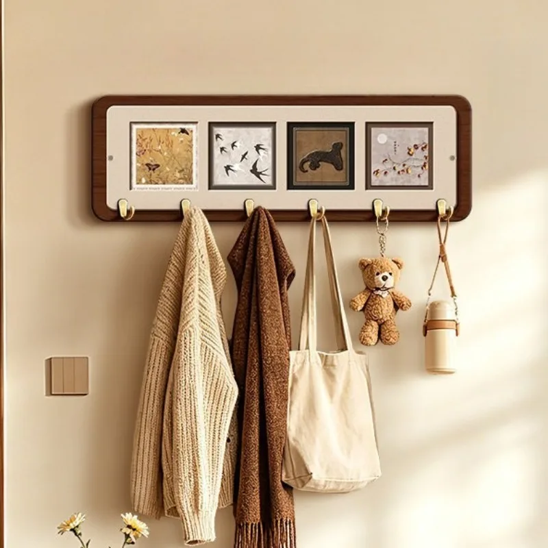 Wall Mounted Coat Rack Retro Wooden Coats Racks Aesthetic Living Room Clothes Hangers Minimalist Entrance Hall Clothing Holders
