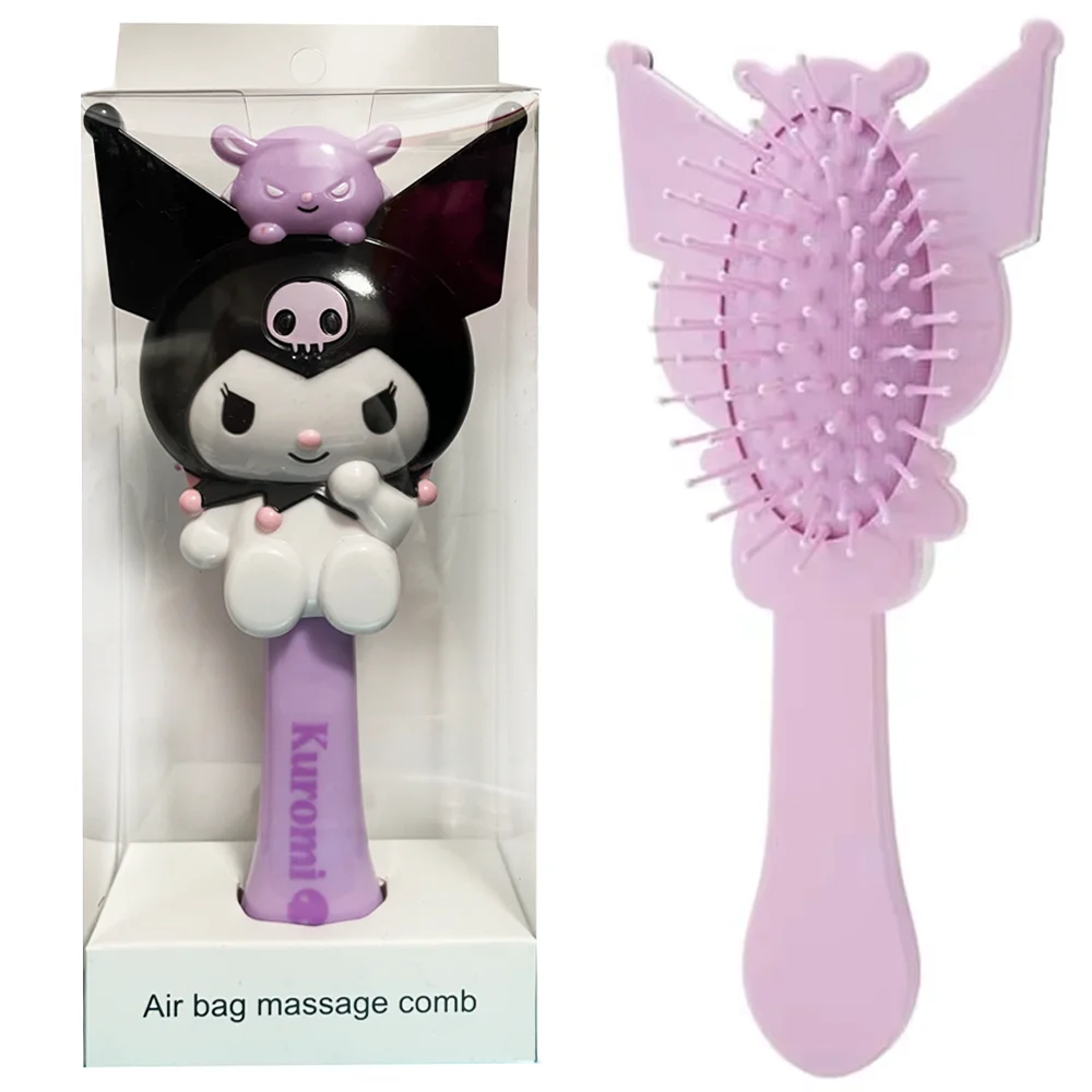 

Sanrio Kuromi NewMy Melody Cinnamoroll Kawaii мультфильм милый Hello Kitty в форме ручки зеркальный массаж подушка безопасности расческа модная игрушка для девочек