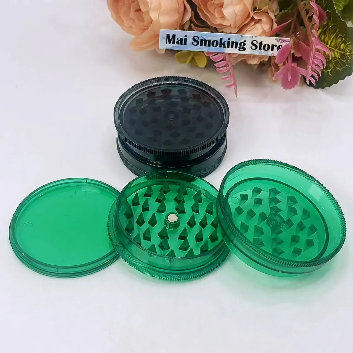 40/60mm Plastic Herb Grinder 3-layer Manual Spice Salt Mill Pepper Mortar Pestle Tobacco Grass Grinder Cigarette Smoke Tool - view 2