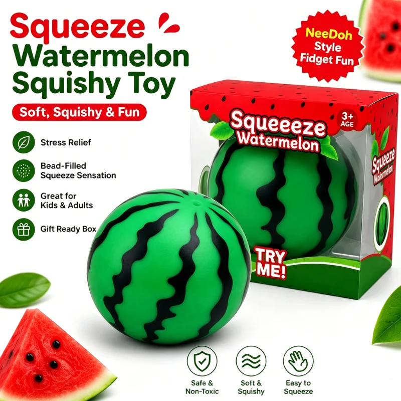 Trendiger Simulierter Frucht-Wassermelonen-Stressball, Tragbares Hand-Quetsch-Spielzeug, Tägliches Entspannungs-Fidget-Spielzeug, Überraschungsbox-Geschenk – Detail 4