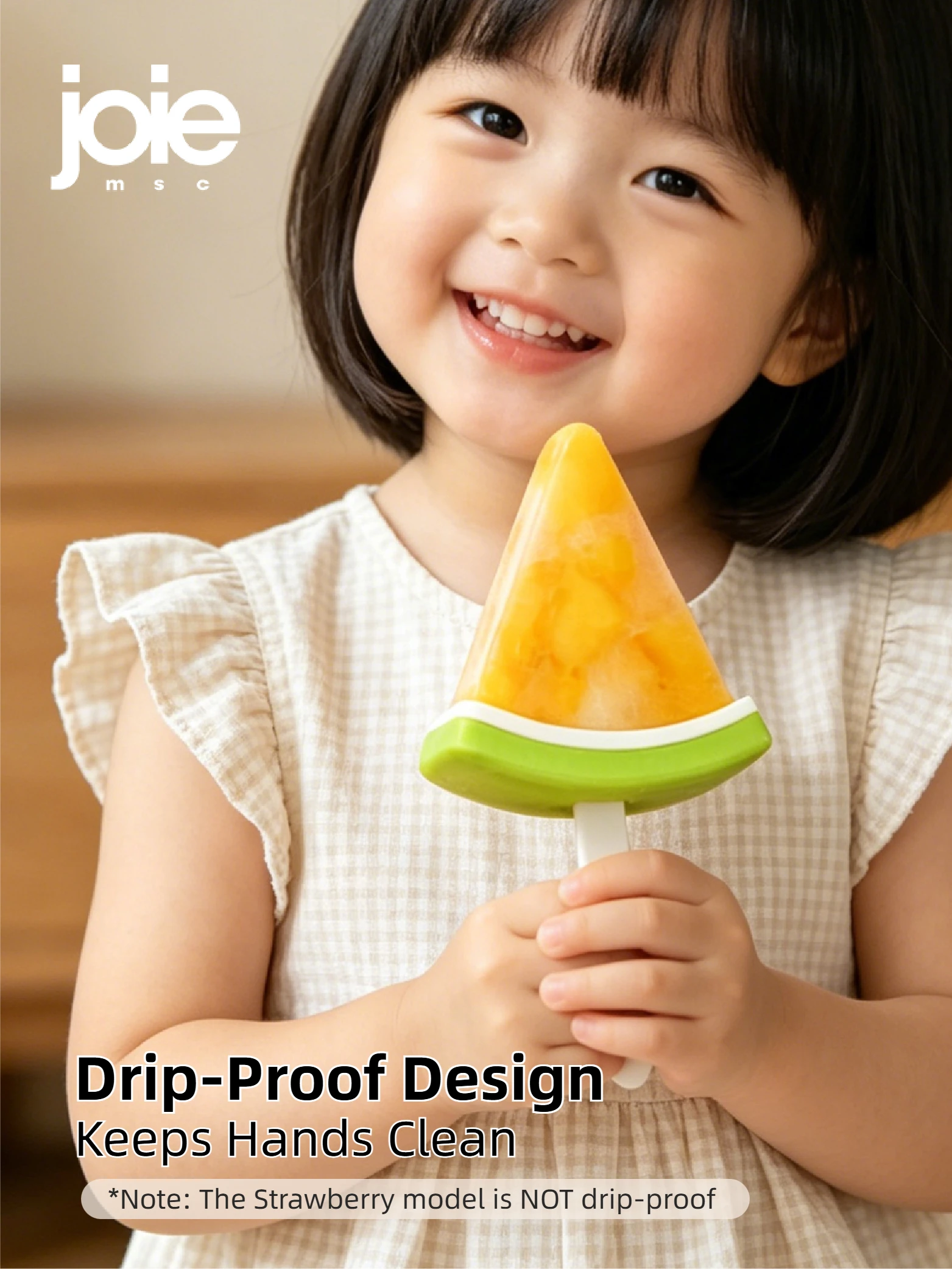 Joie Ice Pop Molds for Kids BPA Free Food Grade PP Popsicle Maker Strawberry Watermelon Shape Ice Cream Mold Set