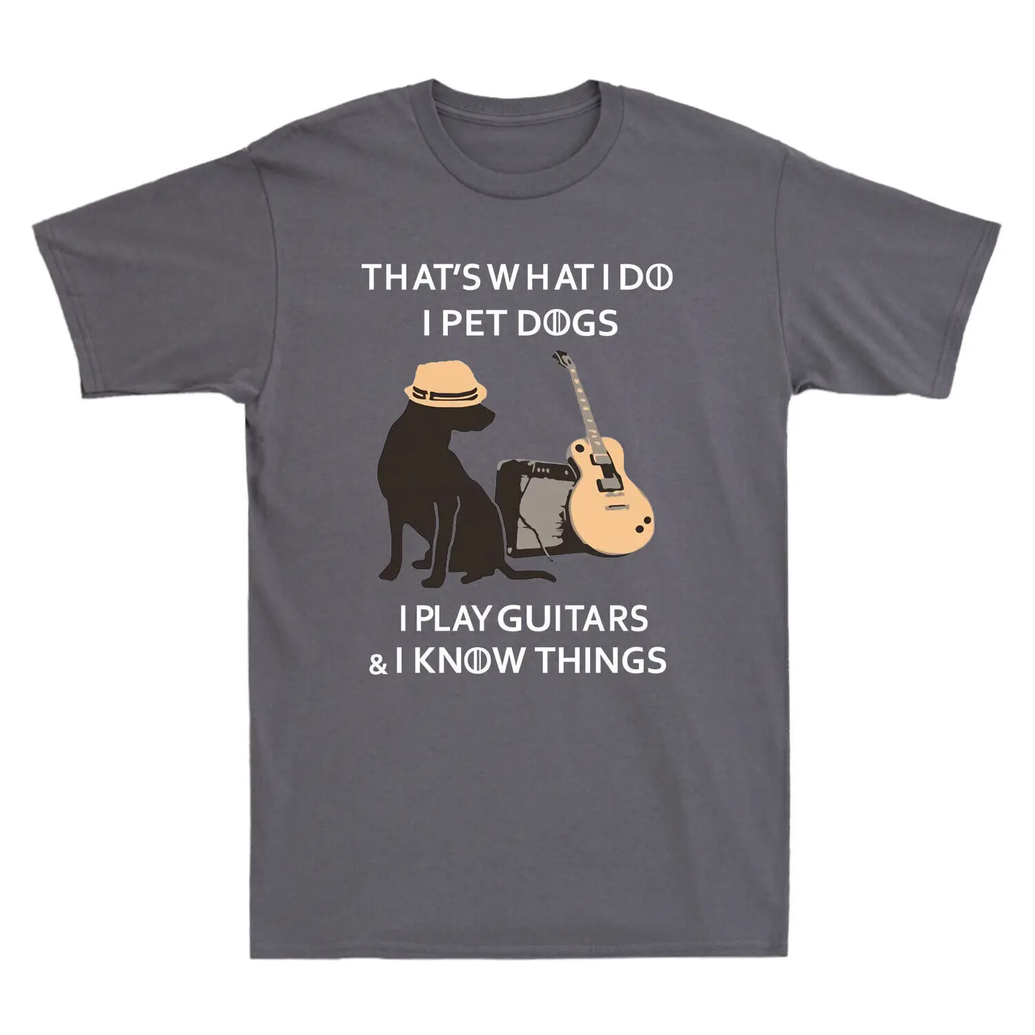 

That's What I Do I Pet Dogs I Play Guitar Music Lover Funny Men's T-Shirt Cotton