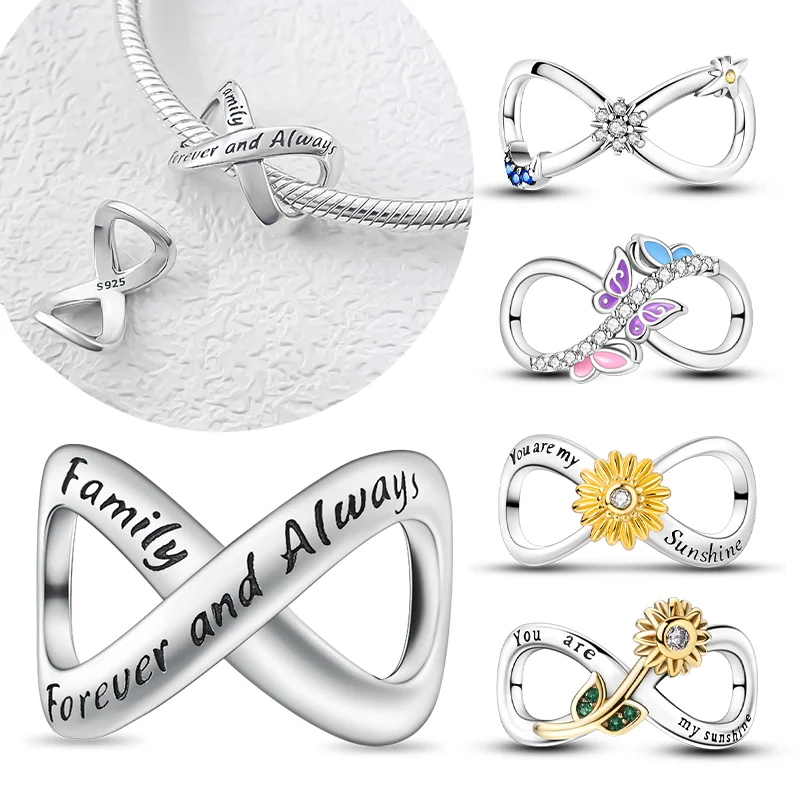 Simplicity 925 Sterling Silver Forever & Always Infinity Charm Fit Brand Bracelet DIY Women's Jewelry