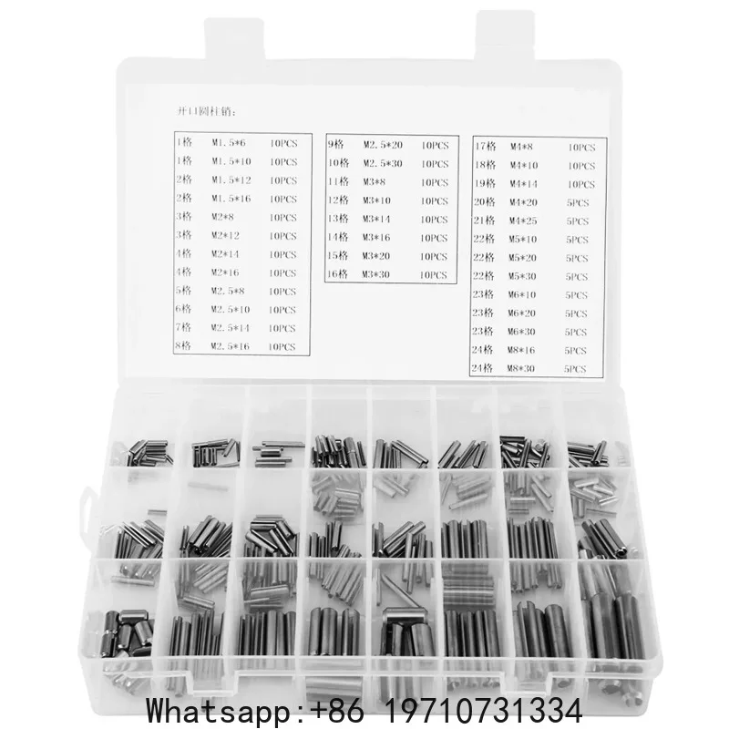 Stainless Steel Spring Tension Pins Set M1.5 M2 M2.5 M3 M4 M5 M6 M8 with Box Spring Pin M2 Spring Pin Set  Pin M4