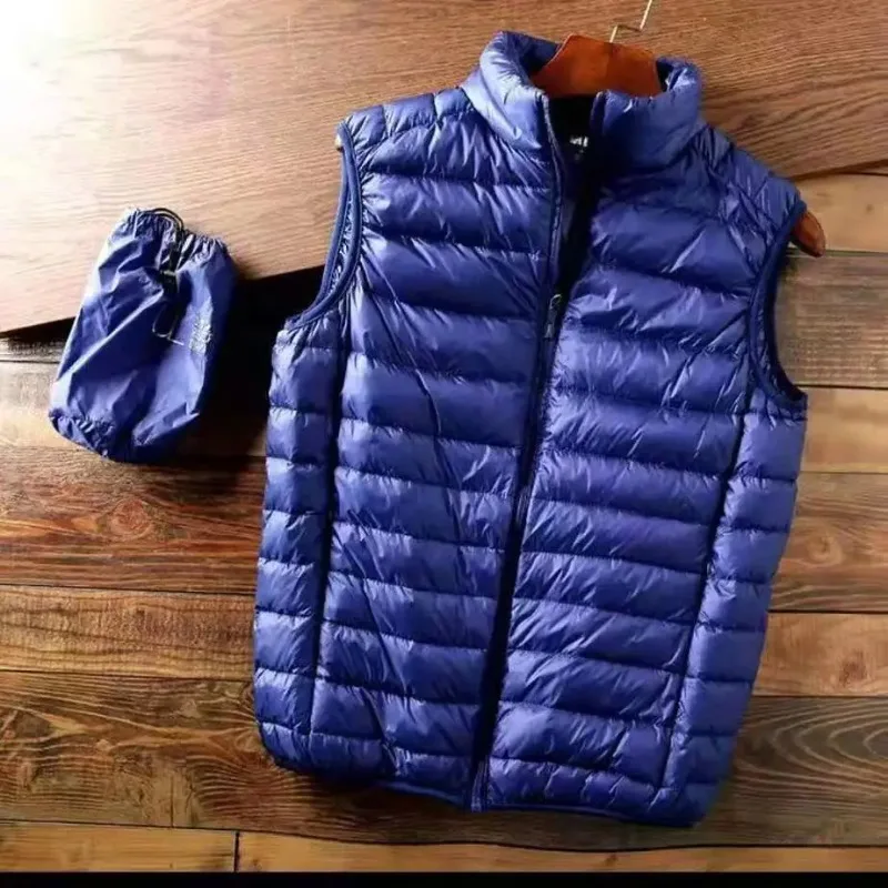 2022 Light and Thin Down Jacket Men's Vest Casual Warm Loose Inside and Outside Wear Autumn and Winter Basic Vest Mens Jacket