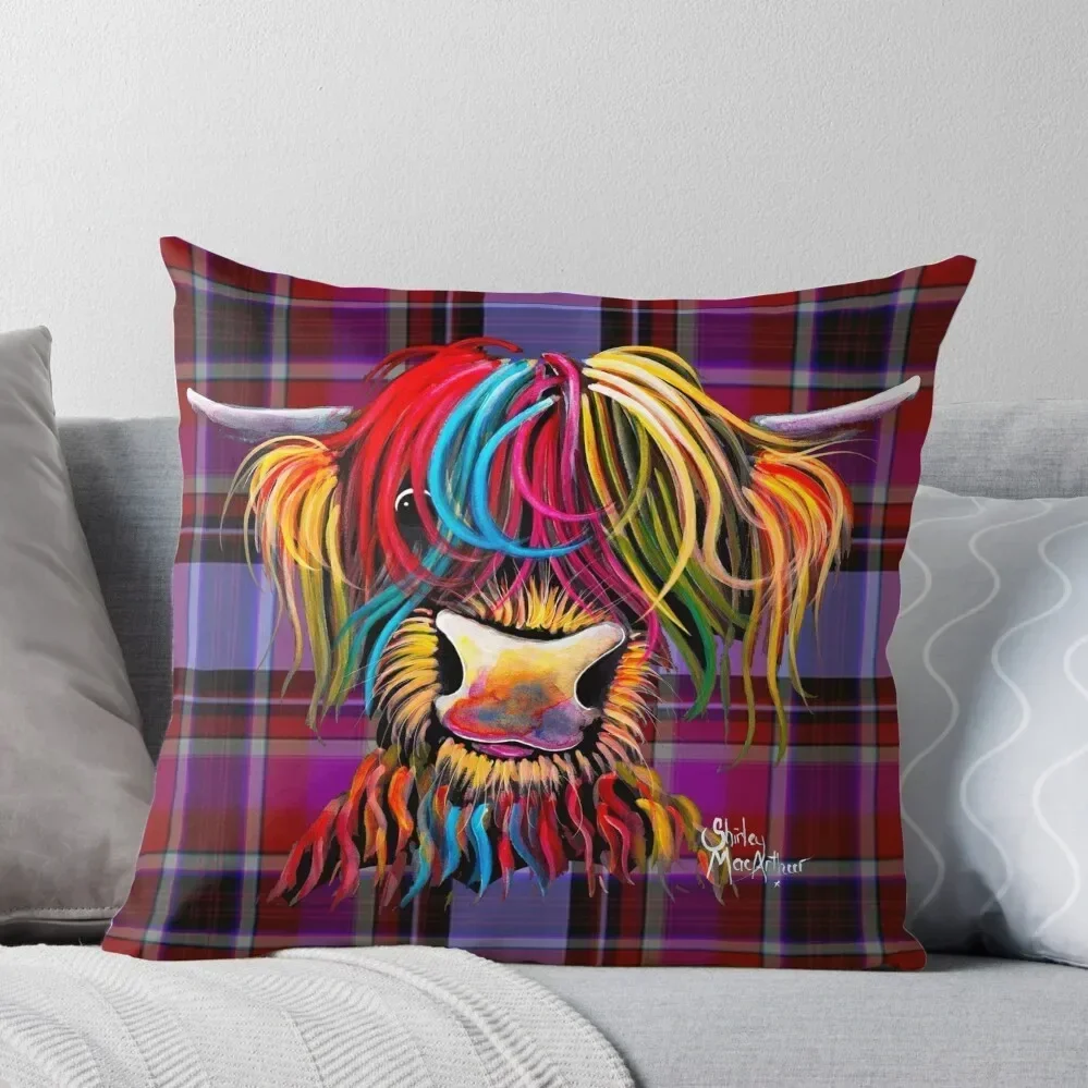 SCoTTiSH HiGHLaND CoW ' TaRTaN NeLLY P ' by SHiRLeY MacARTHuR Throw Pillow Anime pillows decor home pillow