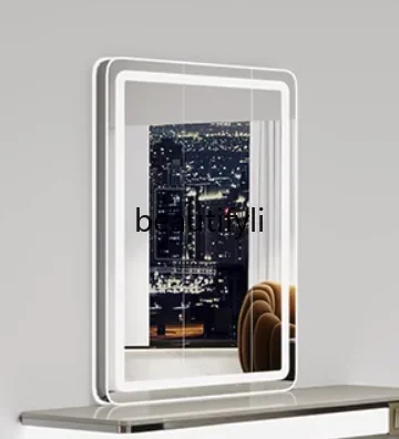 

ss26 Hair salon mirror table, four-sided hair salon special hair cutting mirror, barber shop perm and dye table with lamp