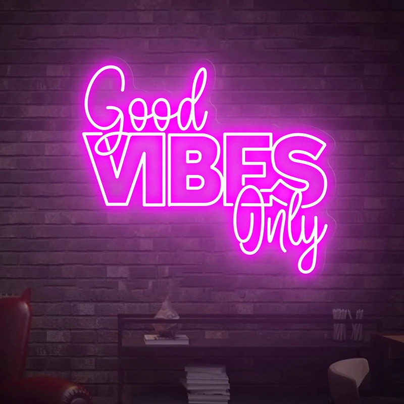 

Neon Signs Custom Good Vibes Only Led Neon Wedding Party Backdrop Wall Art Decor Lights Bedroom Home Decorative Night Light Sign