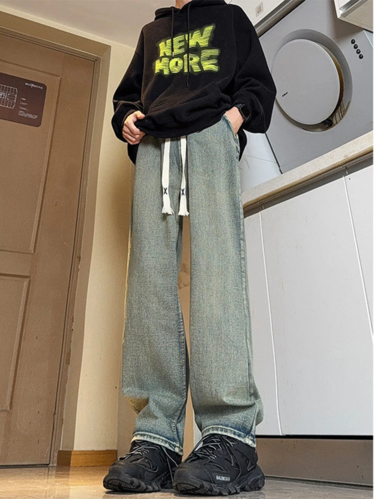 

Мужские джинсы American Sle Vintage Waed, осенне-зимние, модные, прямые, свободные, широкие, в стиле High Street Sle