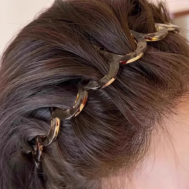 Neue Modische Wellen-Stirnbänder für Frauen, Einfarbige Gezahnte Rutschfeste Haarbänder, Mädchen Gesichtswasch- und Sport-Haarbänder, Haaraccessoires – Detail 3
