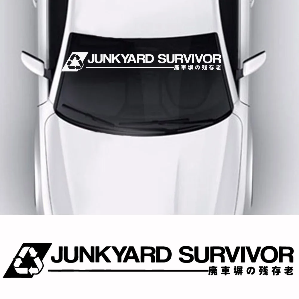 Art Design Junkyard Survivor  windshield Car Decal Waterproof Vinyl Crazy Cat Car Sticker Accessories For Mazda Cruze Peugeot