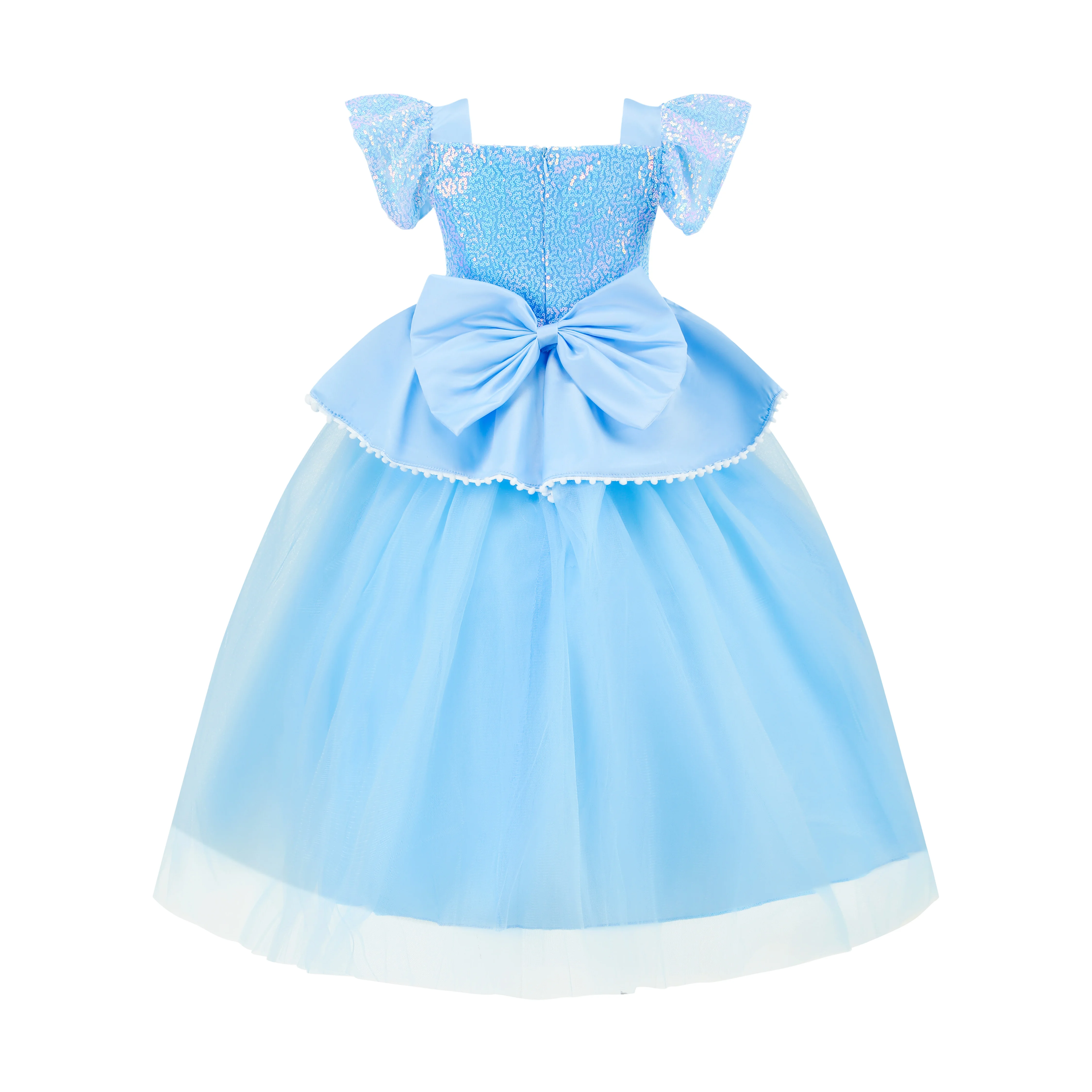 فستان أميرة ديزني سندريلا الفاخر للفتيات والأطفال، ثوب حفلة من الدانتيل الأزرق، ملابس تنكرية للهالوين، ملابس أميرات الكرنفال