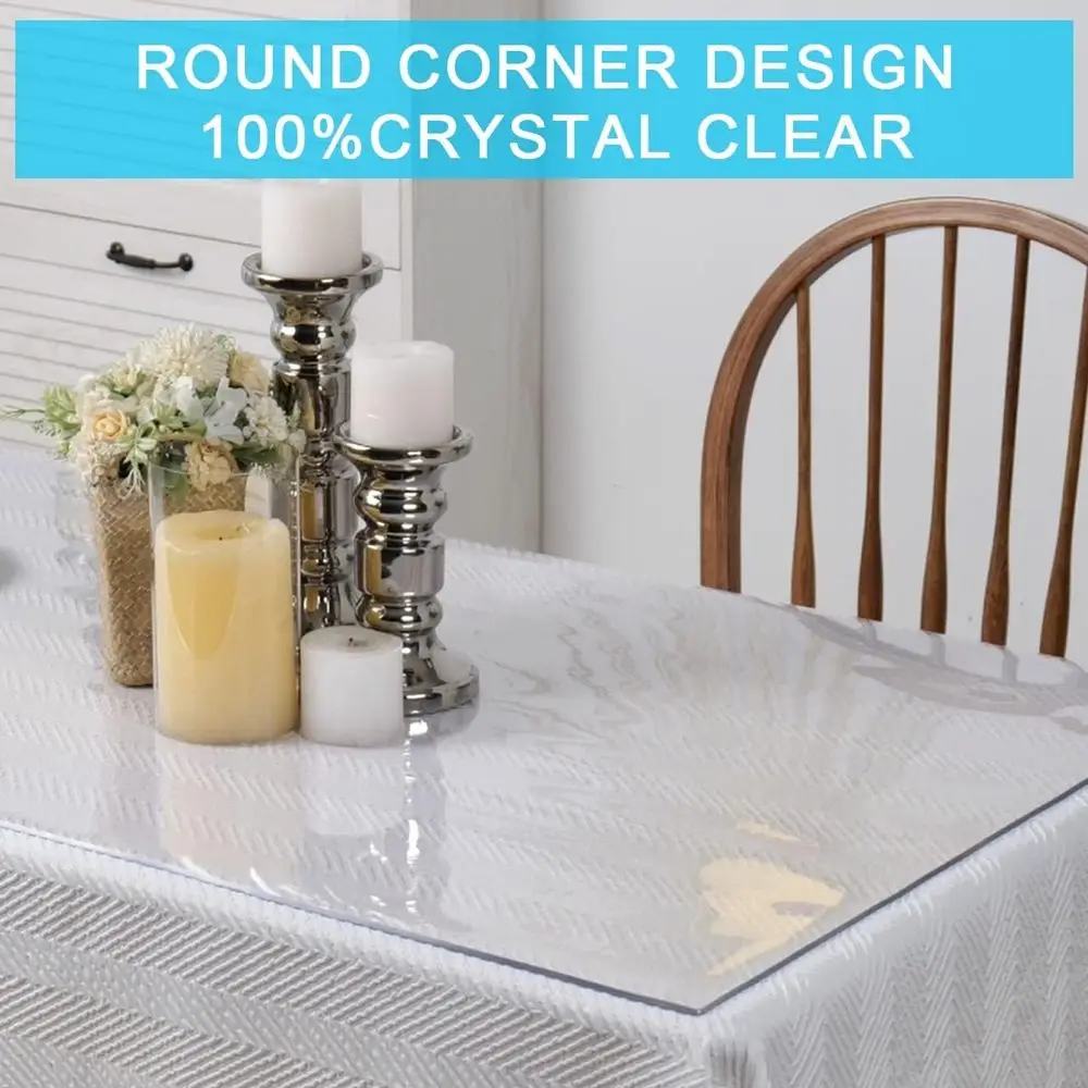 Clear PVC Table Cover, 38x96, for Coffee Tables, Kitchen Counters, Buffets, Parties, Heat and Water Resistant, Non-Slip, Dustpro