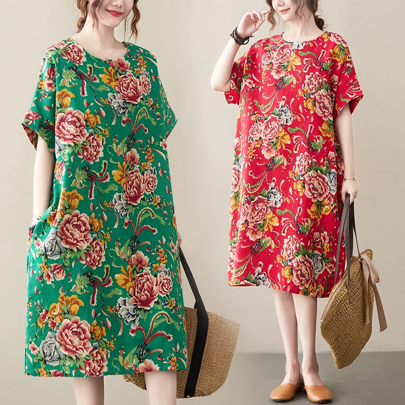 

Этническая юбка миди с крупным цветочным принтом, больших размеров, женская, летняя, стройнящая, до колен, А-силуэт, для повседневной носки