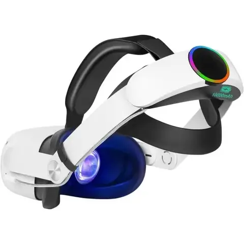 오큘러스 퀘스트 2용 배터리 내장 헤드 스트랩, 10000mAh 고속 충전 RGB 조명, 퀘스트 2 VR 액세서리용 조절 가능한 엘리트 스트랩 오큘러스 퀘스트 2용 배터리 내장 헤드 스트랩, 10000mAh 고속 충전 RGB 조명, 퀘스트 2 VR 액세서리용 조절 가능한 엘리트 스트랩