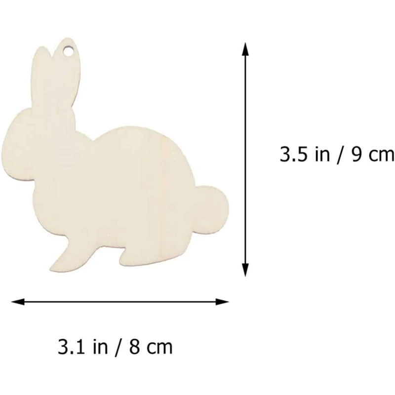 20PCS Bunny Wood Chips Easter Party Decorations Handmade DIY Wooden Crafts Decoration Pendant Party Supplies