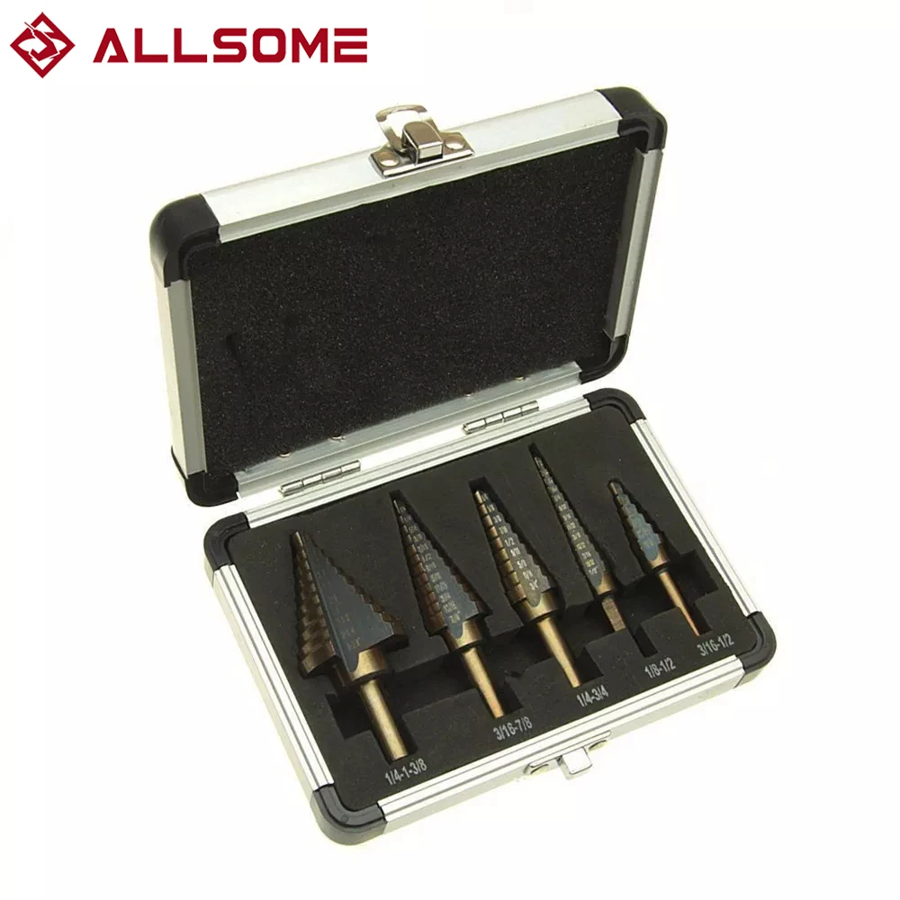 5pc HSS Cobalt Step Drill Bit Set Titanium Cone Drill Hole Cutter Bit Multiple Hole 50 Sizes Step Drill Bit Power Tool Drill Bit