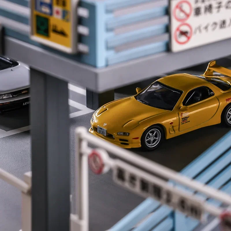 Miniature double decker car park Miniature Diorama Model Japanese Style Model Car Scene Double Garage Parking Toy Gift