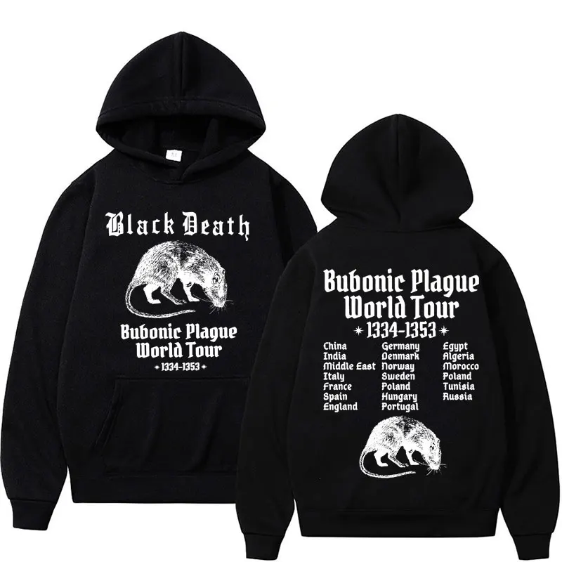 Bubonic Plague World Tour 2024 Hoodie Men Women's Funny Meme Gothic Long Sleeve Sweatshirt Male Fashion Vintage Hoodies Pullover