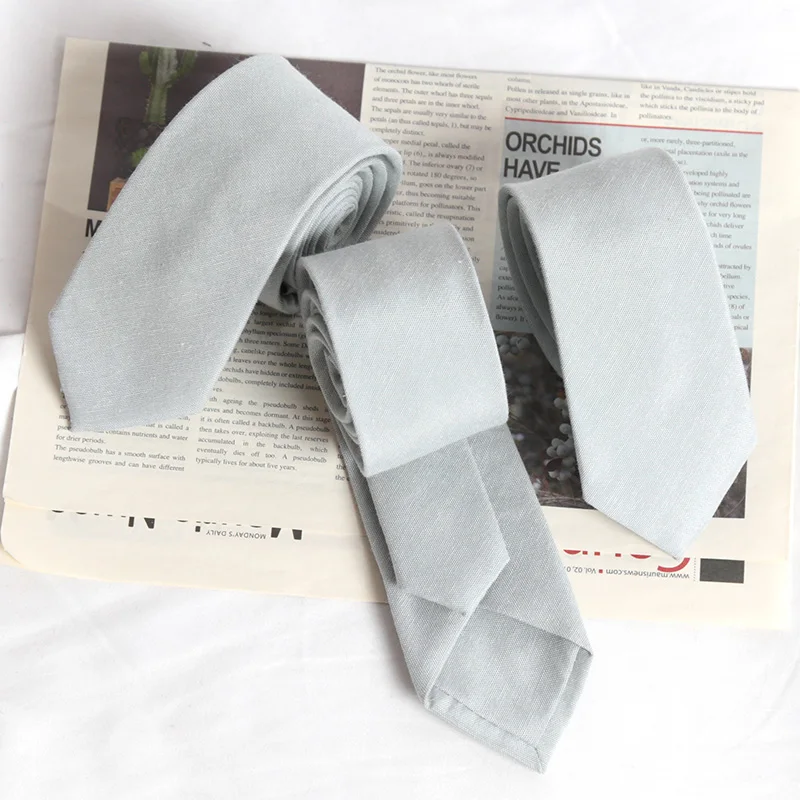 New 100% Cotton Handmade Necktie Classic Solid Color Ties Soft Casual Skinny Neck Tie Business Wedding Slim Men Ties Accessory