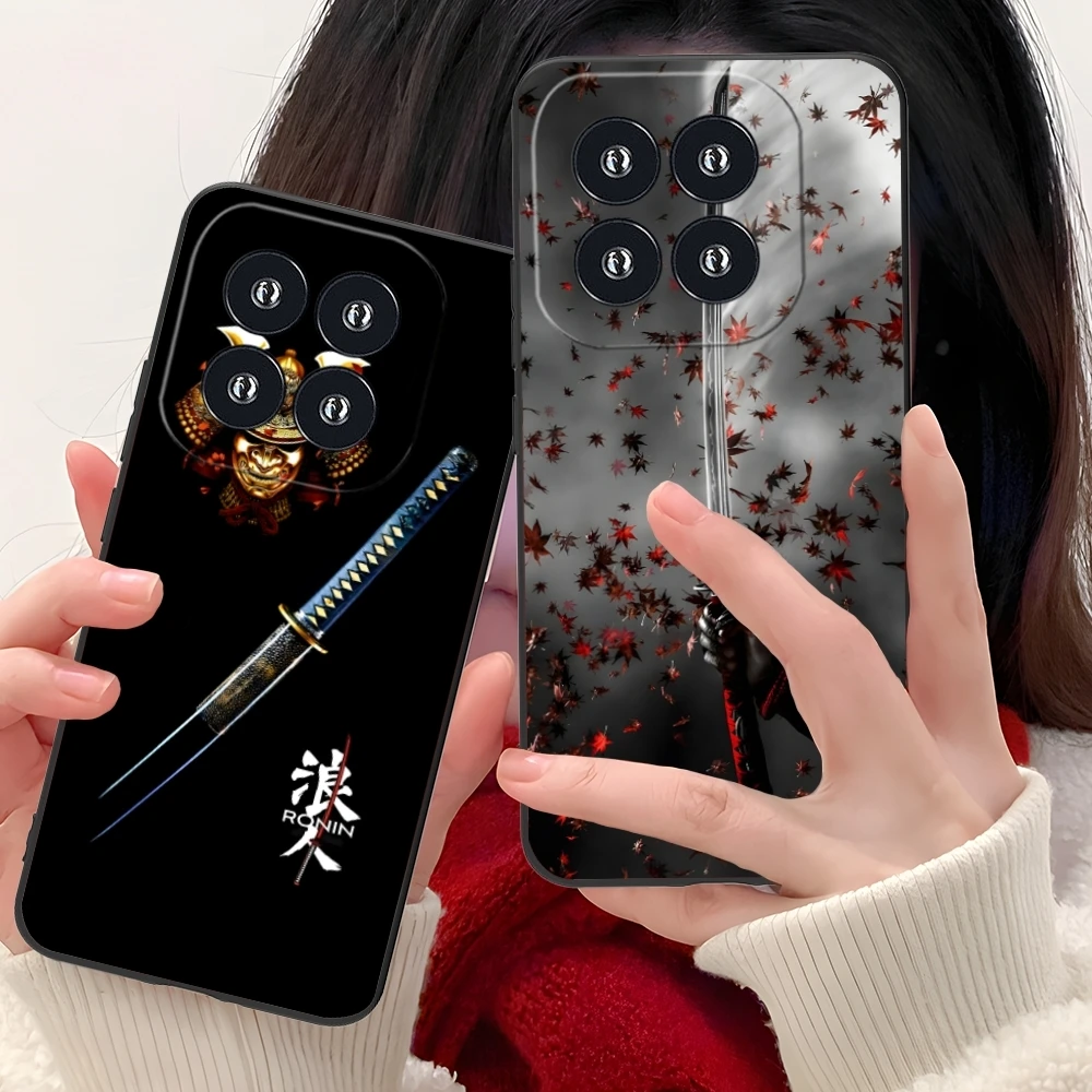 Katana Samurai Ronin Mobile Cell Phone Case for Xiaomi 14 13 12 11 10 9 T Ultra Lite Pro S SE X 5G Black Soft Phone Cover Shell