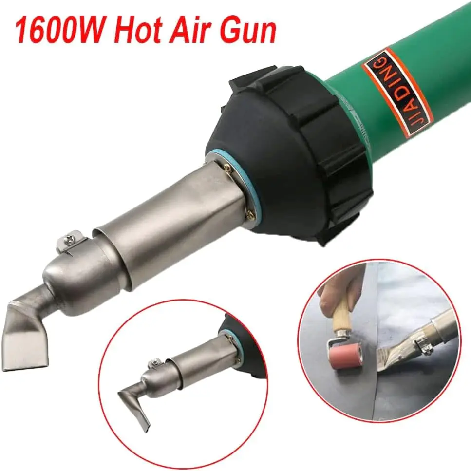 Plastic Welding Gun Hot Air Heat Gun Adjustable Temperature PVC TPO Welding Kit Accessories Speed Nozzle Roller Dolphin Knife Ho