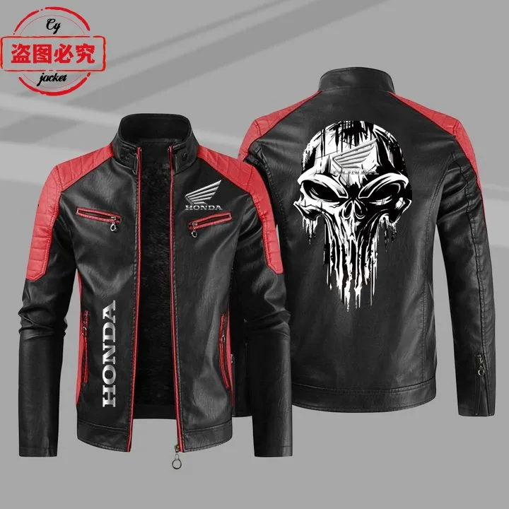 

Honda Motorcycle Wings LOGO Retro Washed Pu Leather Jacket Autumn and Winter Honda Men's Spring and Autumn Leather Jacket