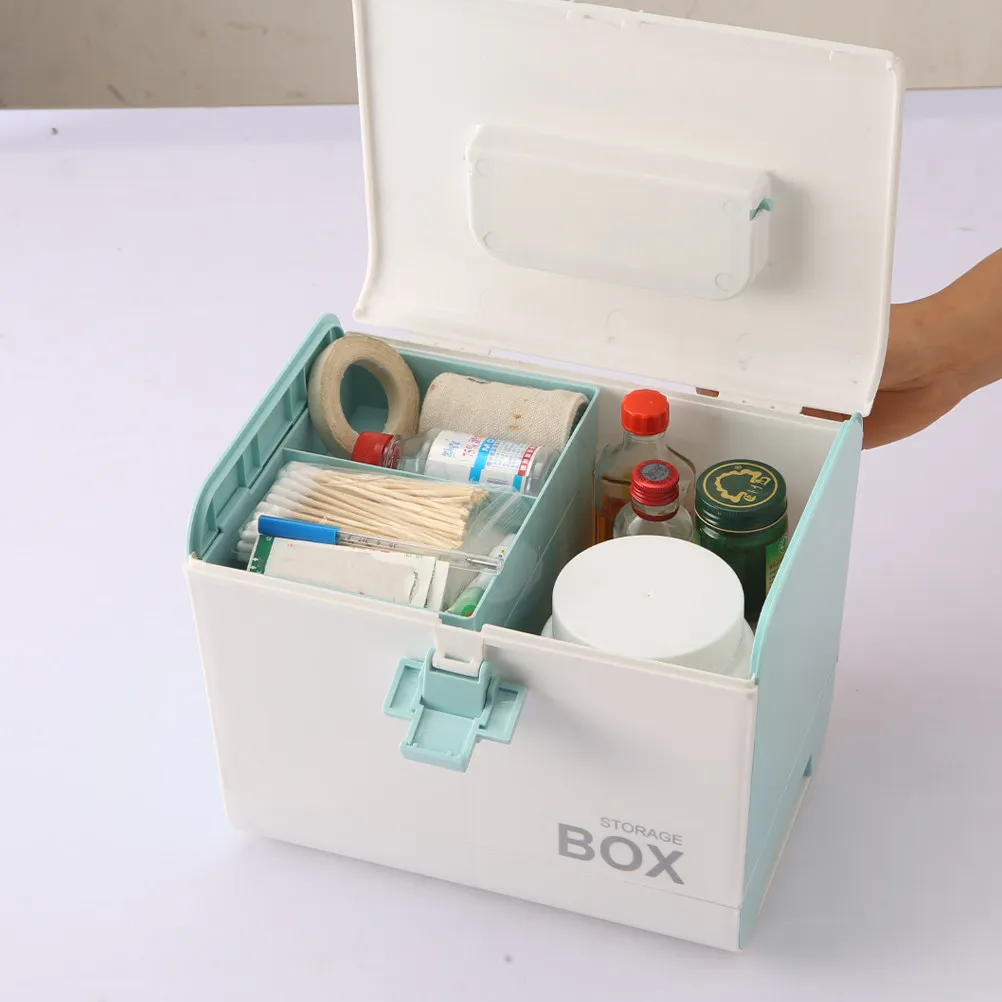 1Pcs Portable Medication Box Premium Plastic Family Medicine Organizer with Compartmentalized Design for Home Outdoor Travel Dry