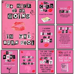 Mean Girls Party Signs Pink Bachelorette Feminist Quotes Poster Canvas Painting Wall Art Pictures Home Club Bar Decor Gift