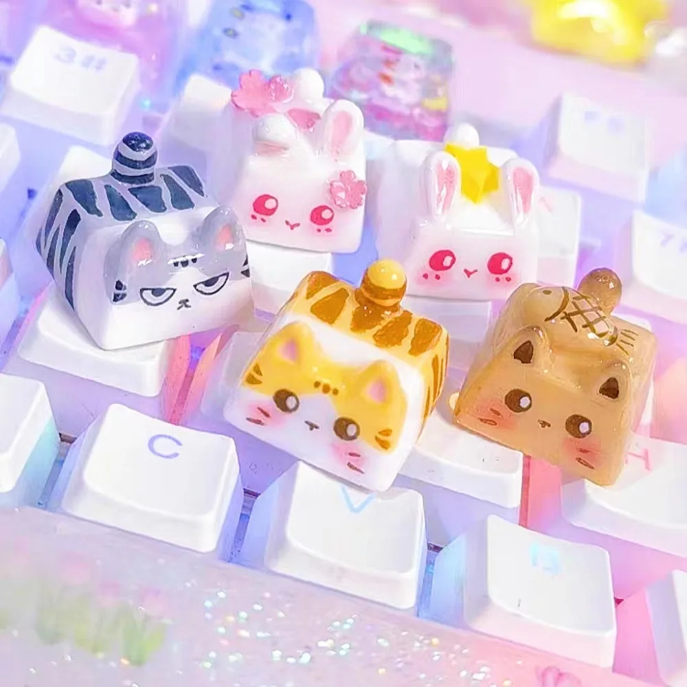 

Individual Cute 3D Cat Key Cap Mechanical Keyboard Resin Transparent Stereoscopic Keycap Gift KeyCap