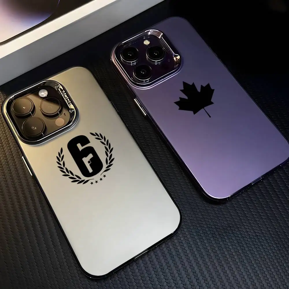 Juego Rainbow S-Six S-Siege Funda de teléfono para iPhone 16 15 14 13 12 11 Plus Pro Max multicolor Aurora láser Funda a prueba de golpes