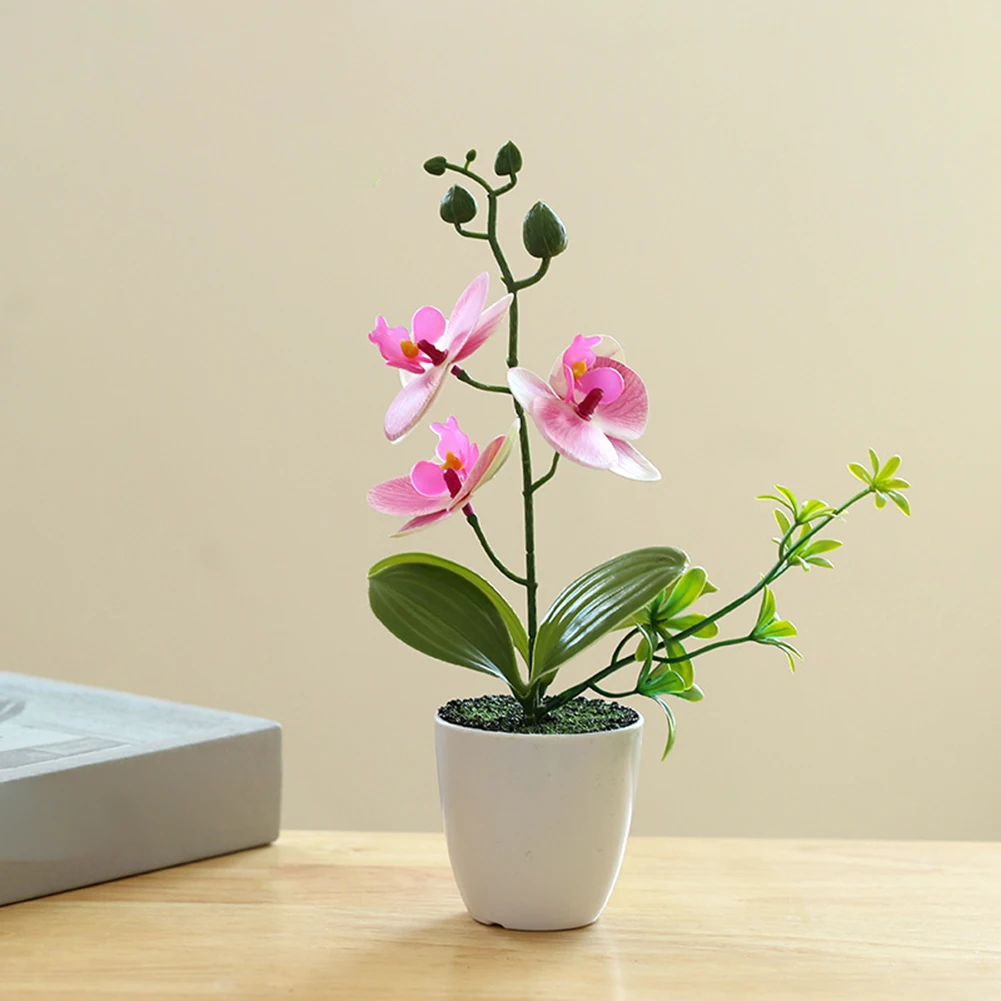 فراشة الأوركيد الزهور الاصطناعية مع زهرية الزهور وهمية حقيقية DIY بها بنفسك ترتيب الأزهار حديقة حفل زفاف ديكور المنزل مكتب #5